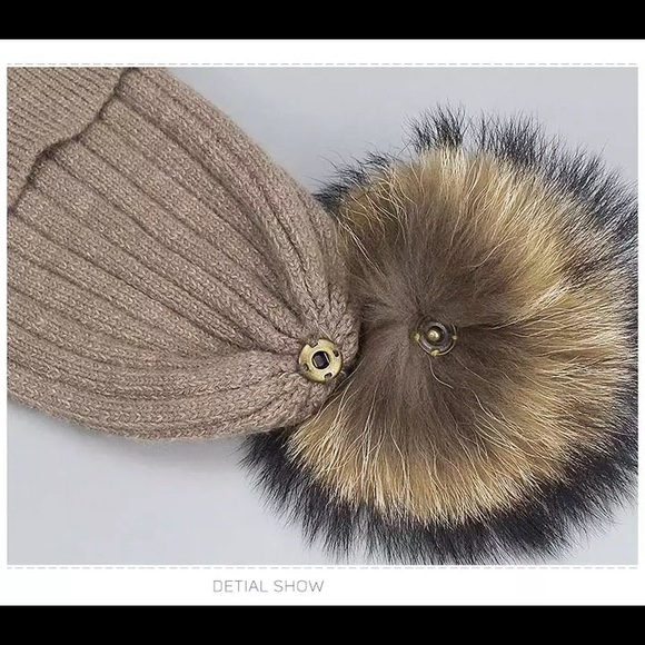 My Beanie Knitted Cotton Real Fur Pom Pom Hat - Picture 4 of 4